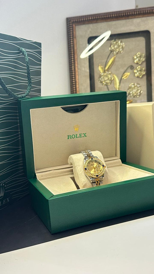 ROLEX GIRL GOLD+SILVER TABLEAU GOLD