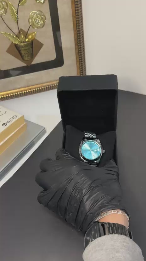 ROLEX OYSTER GRIS TABLEAU BLEU CIEL